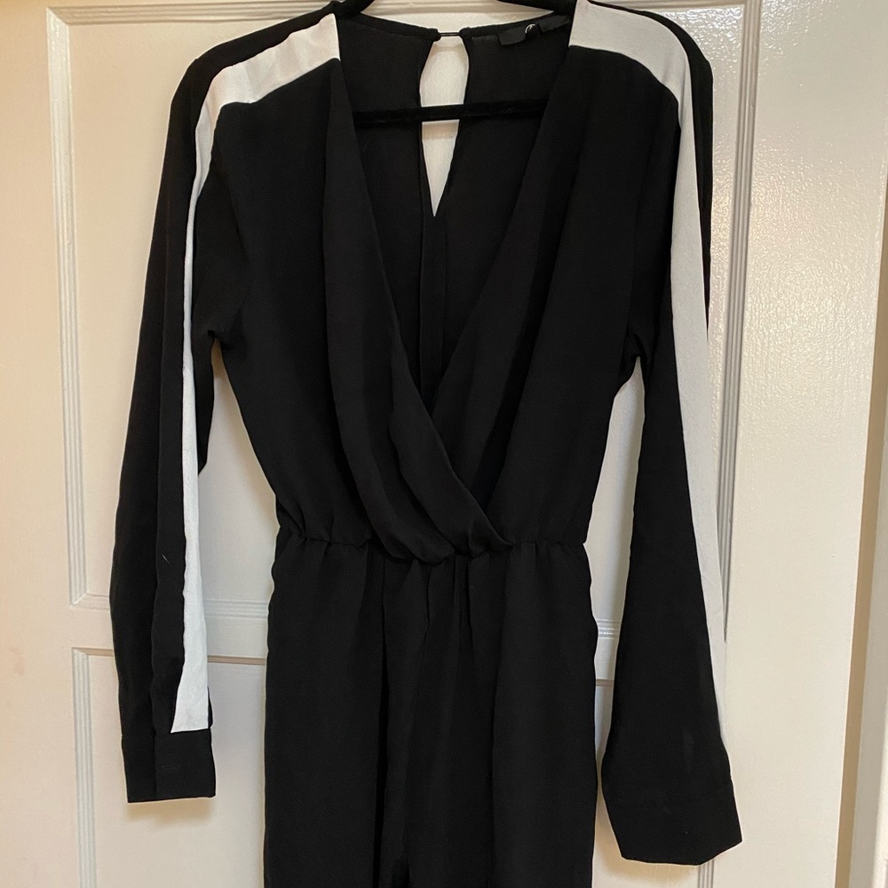 ASOS black jumpsuit with white stripes